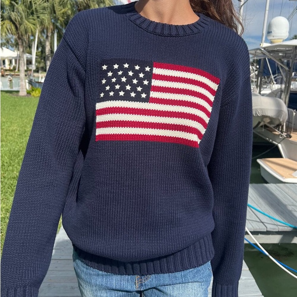Brandy Melville Navy Nico American Flag Sweater